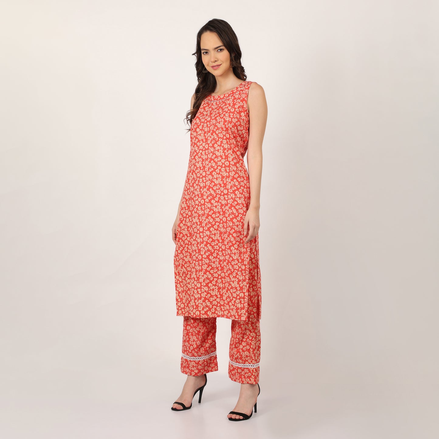 orange printed kurti pure cotton kurti