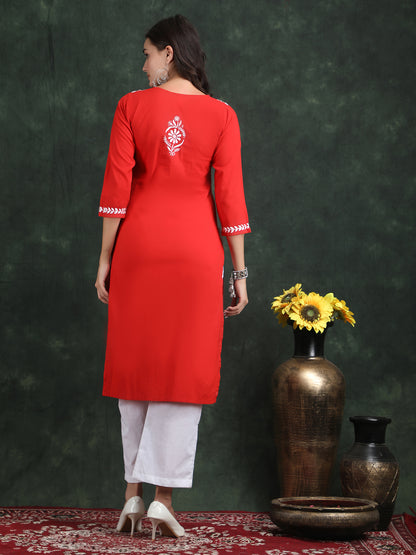 LABEL PREESHA Redvkurti hand embroidery