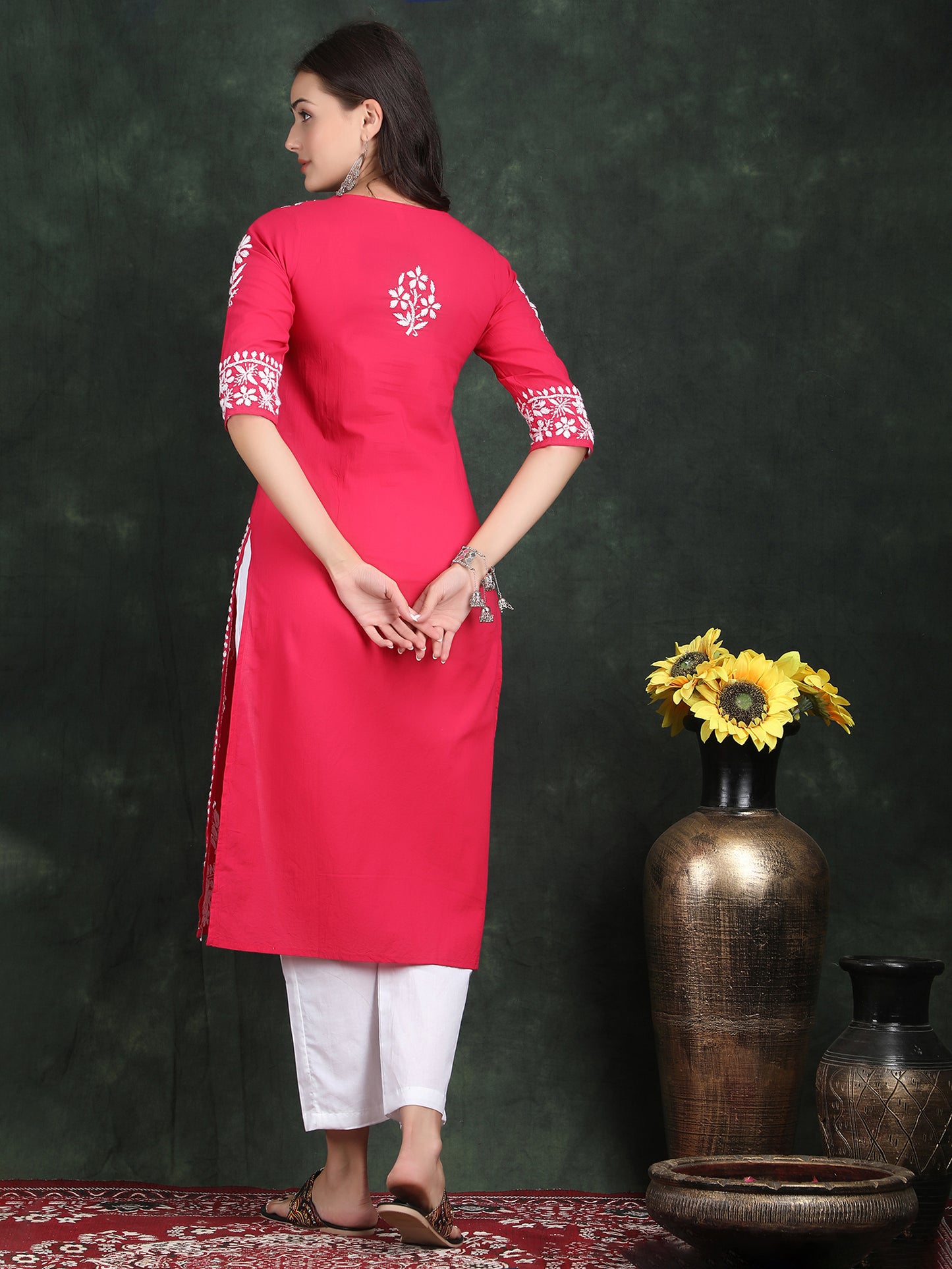 LABEL PREESHA Chikankari Kurti Mgenta colour ( Rani colour ) suit soft cotton !