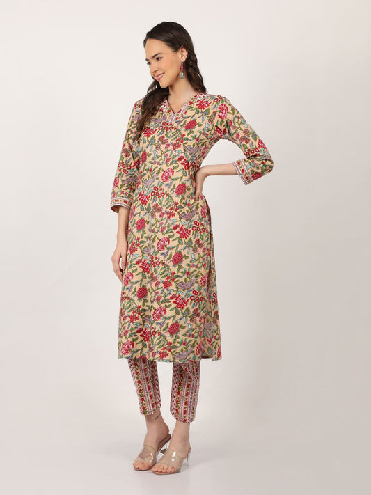 suit set floral print label preesha