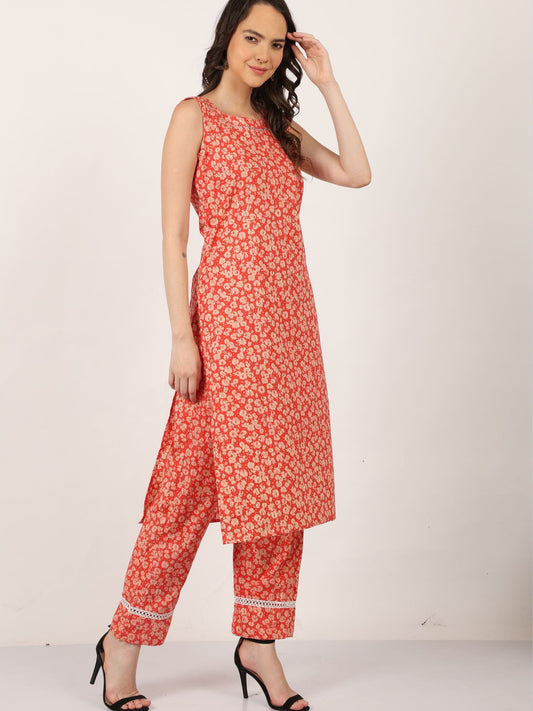 orange printed kurti pure cotton kurti